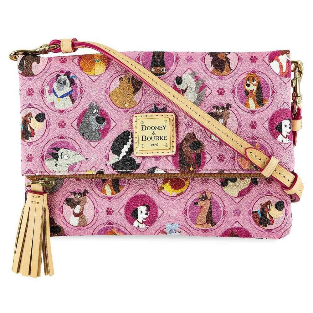 2018 Disney Dooney & Bourke Pink DOGS Shoulder Bag Foldover Crossbody Purse NWT